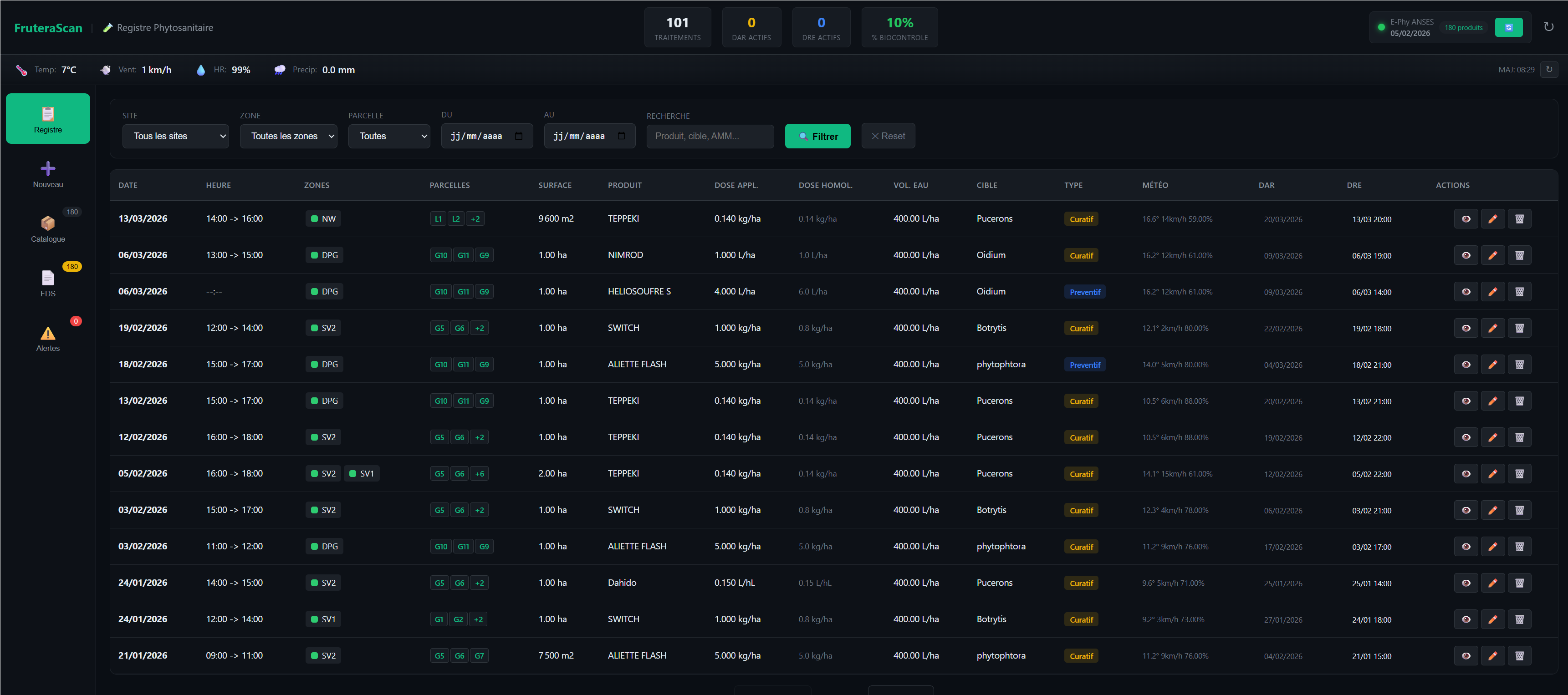 Module expeditions et tracabilite des palettes